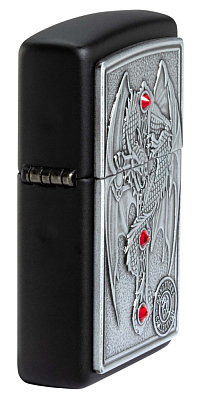 Зажигалка ZIPPO Winged Dragon Cross с покрытием Black Matte, латунь/сталь, чёрная, 38x13x57 мм