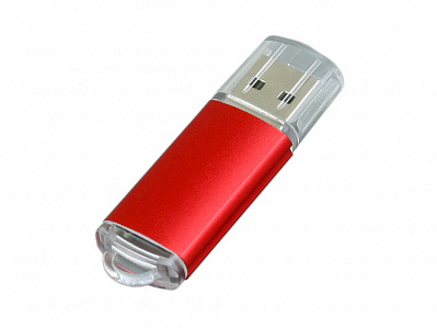 USB 2.0- флешка на 16 Гб с прозрачным колпачком (Красный)