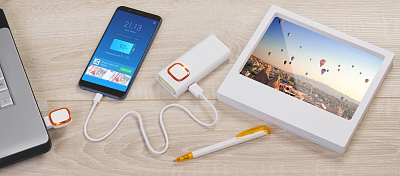 Флеш-карта 16 Гб с подсветкой логотипа, белый с оранжевым