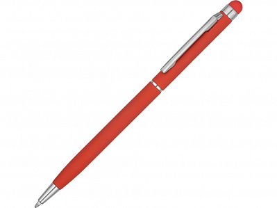 Ручка-стилус металлическая шариковая Jucy Soft soft-touch (Красный)