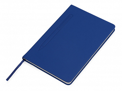 Блокнот А5 Magnet soft-touch с магнитным держателем для ручки (Синий)