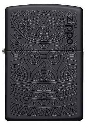 Зажигалка ZIPPO Tone on Tone Design с покрытием Black Matte, латунь/сталь, чёрная, 38x13x57 мм