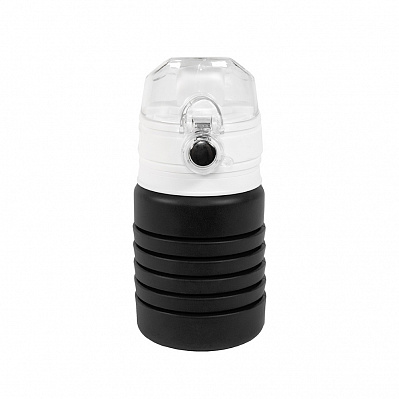 Бутылка для воды складная с карабином SPRING, 550/250 мл, силикон (Черный)