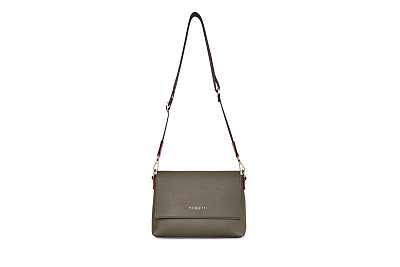 Сумка наплечная женская BUGATTI Ella, оливковая, полиуретан, 27х9х20,5 см