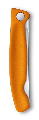 Нож для овощей VICTORINOX SwissClassic, складной, лезвие 11 см с волнистой кромкой, оранжевый