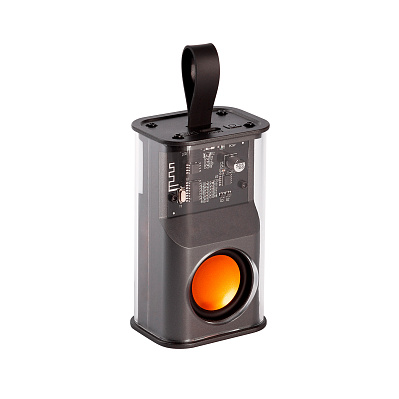 Bluetooth колонка "Hi-Fi" 5Вт с разноцветной подсветкой и прозрачным корпусом  (Черный с оранжевым)