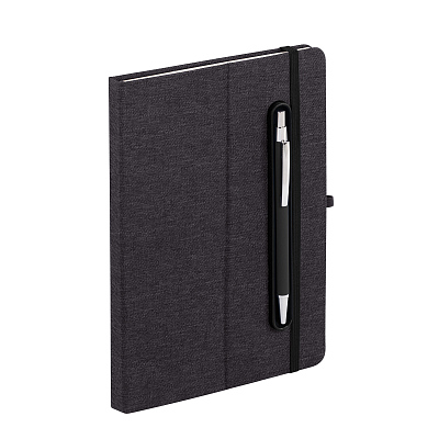 Блокнот "Magnet" с ручкой Ray на магните, с подставкой под смартфон, черный (Чёрный)