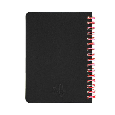 Блокнот на двойной пружине HELIX MINI, 105 х 150  мм, черный с красным, блок в клетку