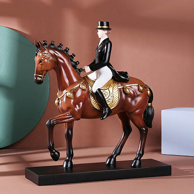 Статуэтка &amp;quot;Наездница и лошадь&amp;quot;, цвет коричневый