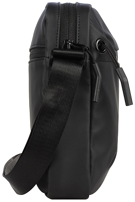 Сумка наплечная BUGATTI Blanc, чёрная, тарпаулин/полиэстер, 17х4,5х21 см