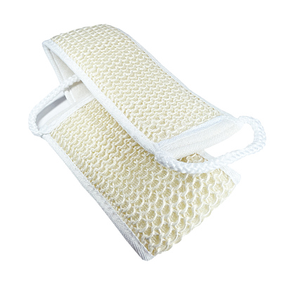 Мочалка Dewal Beauty для тела, с ручками, натуральный цвет  ( лен+ хлопок ),71х 9,0х 0,7 см