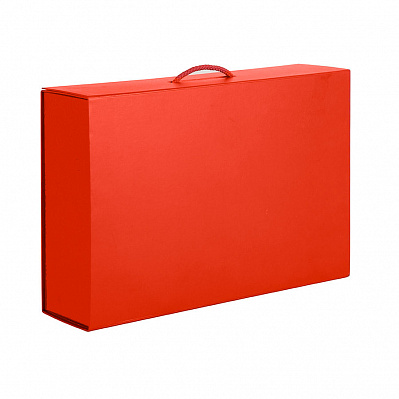 Коробка складная подарочная, 37x25x10cm, кашированный картон  (Красный)