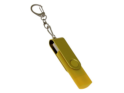 USB 3.0- флешка на 32 Гб с поворотным механизмом и дополнительным разъемом Type-C (Желтый)