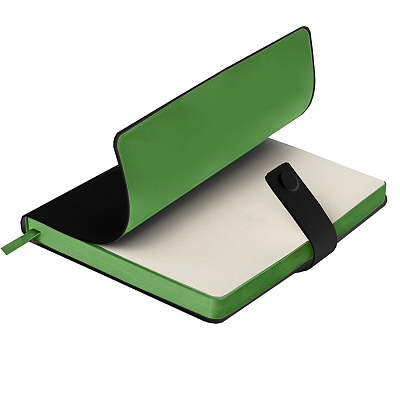 Ежедневник недатированный Stellar, А5, черный, кремовый блок  в линейку, с зеленым обрезом