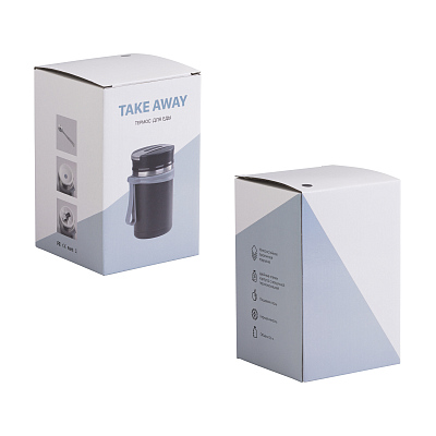 Термос для еды "Take away" 600 мл, покрытие пудра, черный