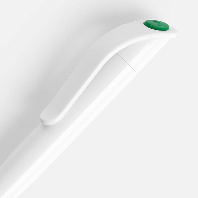 Ручка шариковая Grip, белая с зеленым