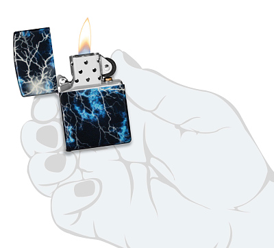 Зажигалка ZIPPO Lightning с покрытием Glow In The Dark Green, латунь/сталь, черная, 38x13x57 мм