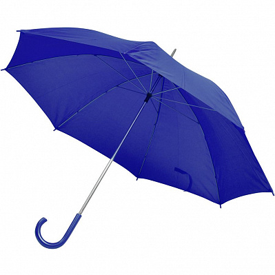 Зонт-трость с пластиковой ручкой, механический (Синий)