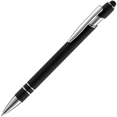 Ручка шариковая Pointer Soft Touch со стилусом, черная (Черный)