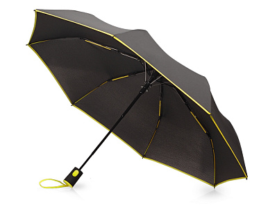 Зонт складной Motley с цветными спицами (Черный/желтый)