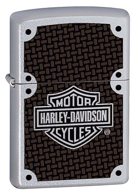 Зажигалка ZIPPO Harley-Davidson® с покрытием Satin Chrome™, латунь/сталь, серебристая, 38x13x57 мм (Коричневый)