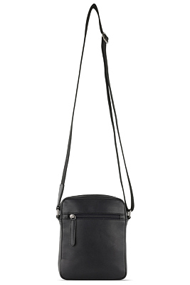 Сумка через плечо KLONDIKE GOLD «Lara», натуральная кожа в черном цвете, 19 х 20,5 х 6,5 см