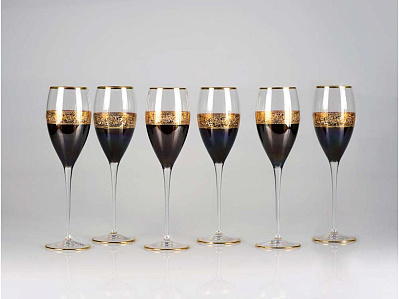 Набор бокалов для шампанского Несомненный успех (Прозрачный/черный/золотистый)