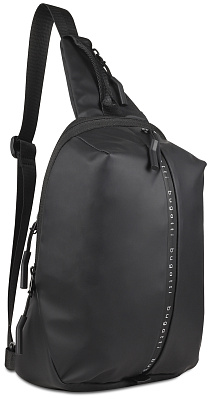 Рюкзак с одним плечевым ремнем BUGATTI Blanc, чёрный, тарпаулин/полиэстер, 18х9х30 см (Черный)
