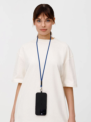 Шнурок для бейджа Tube Metal, синий