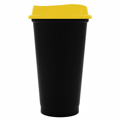 Стакан с крышкой Color Cap Black, черный с желтым (Желтый)