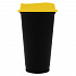 Стакан с крышкой Color Cap Black, черный с желтым - Фото 1