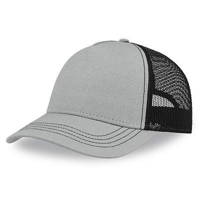 Бейсболка RAPPER CANVAS-S, 5 клиньев, пластиковая застёжка (Серый, черный)