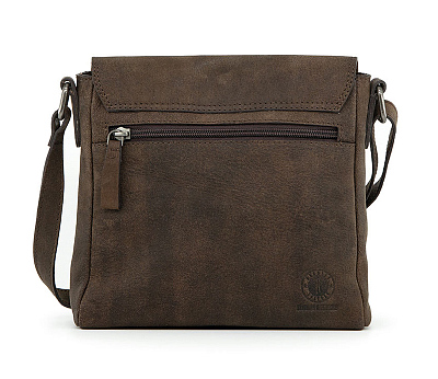 Сумка через плечо KLONDIKE «Naika», натуральная кожа в темно-коричневом цвете, 23,5 х 22 х 7 см