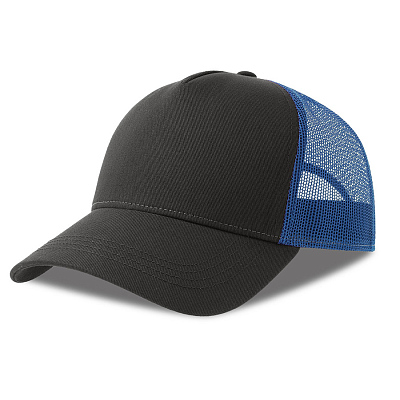 Бейсболка RAPPER COTTON-S, 5 клиньев, пластиковая застёжка (Тёмно-серый, синий)