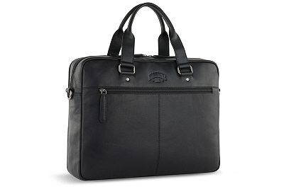 Портфель KLONDIKE GOLD «Brian», натуральная кожа в черном цвете, 38,5 х 29 х 9 см