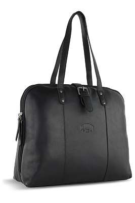 Портфель женский KLONDIKE GOLD «Charlie», натуральная кожа в черном цвете, 40 х 32 х 13 см