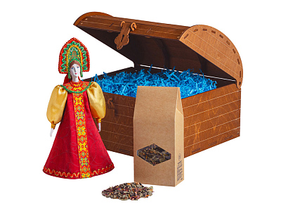 Подарочный набор: кукла фарфоровая, чай Малина с мятой