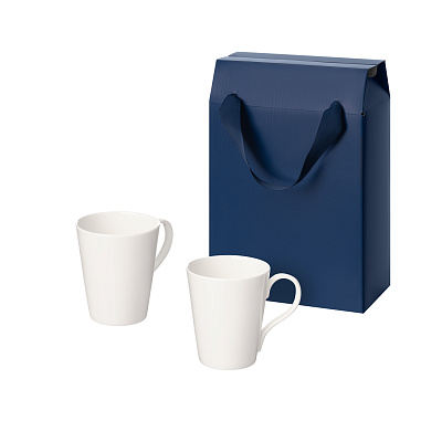 Подарочный набор Vesta в коробке-пакете (две фарфоровых кружки) (Синий, белый)