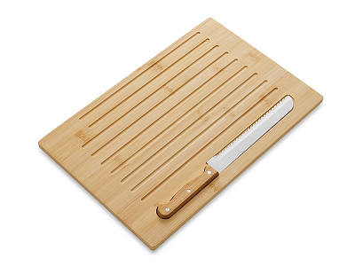 Разделочная доска из бамбука Круста с хлебным ножом (Натуральный)