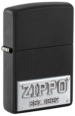 Зажигалка ZIPPO License Plate с покрытием Black Matte, латунь/сталь, черная, 38x13x57 мм (Черный)