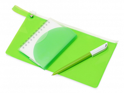 Набор Smart mini (Блокнот- прозрачный/зеленое яблоко, ручка- зеленое яблоко/белый, пенал- зеленое яблоко прозрачный)