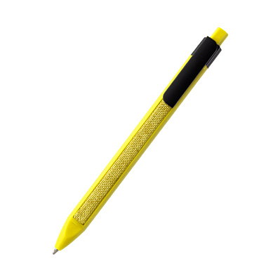 Ручка пластиковая с текстильной вставкой Kan, желтая (Желтый)