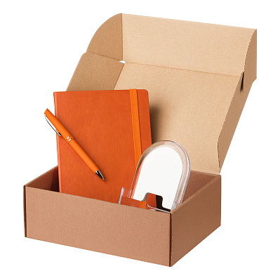Подарочный набор Portland Btobook  (ежедневник, ручка, зарядная станция) (Оранжевый)