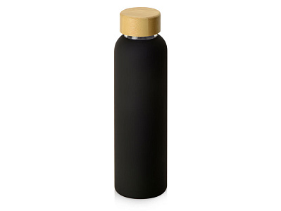 Стеклянная бутылка с бамбуковой крышкой Foggy, 600 мл (Черный)