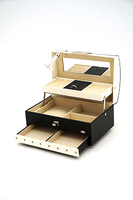 Шкатулка для украшений Jardin D'Ete, цвет чёрно-белый, матовый, 24,8 х 16 х 12,5 см