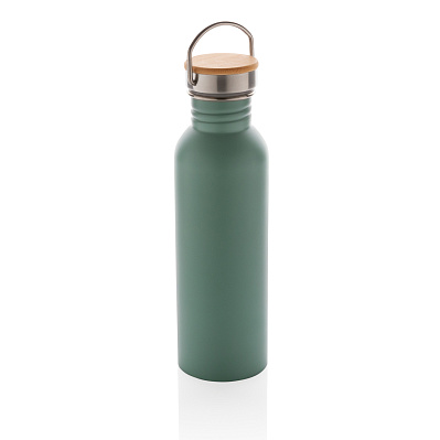 Бутылка из нержавеющей стали с бамбуковой крышкой Modern (Зеленый;)