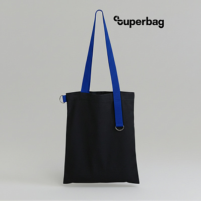 Шоппер Superbag black (чёрный с синим) (Черный с синим)