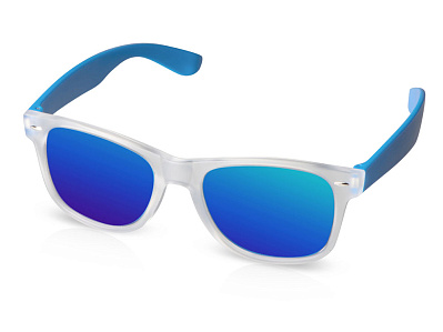 Очки солнцезащитные с зеркальными линзами Partymaker (Белый полупрозрачный/синий)