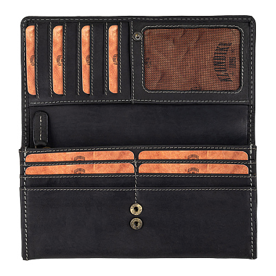 Кошелек женский KLONDIKE NUGGET «Grace», натуральная кожа в черном цвете, 18,5 х 10 х 3 см