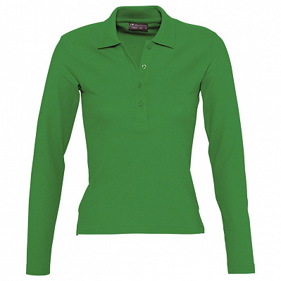 Рубашка поло женская с длинным рукавом Podium 210 темно-зеленая (Зеленый)